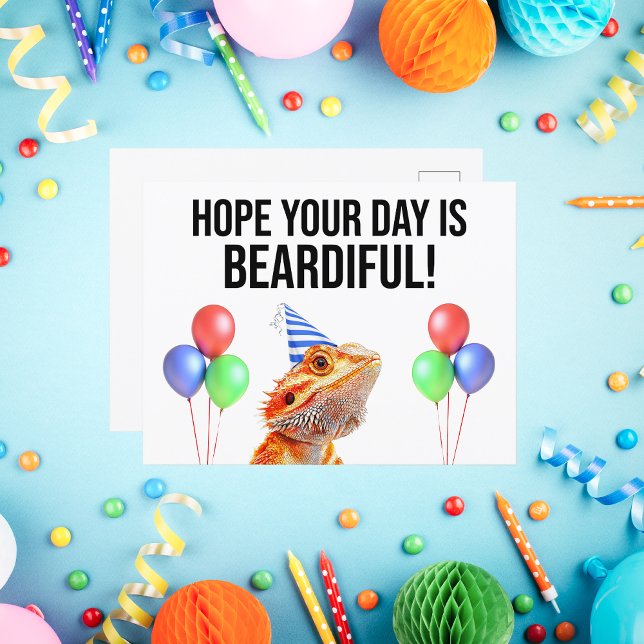 Hoppas att din dag är strålande på Beardie Birthda Vykort (Hope Your Day Is Beardiful Birthday Postcard)