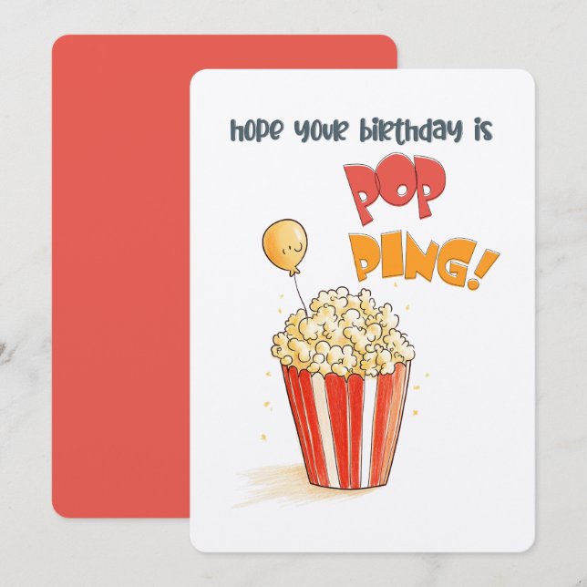 Hoppas att din födelsedag är på gång! | Ett Popcor Inbjudningar (Fram/baksida)
