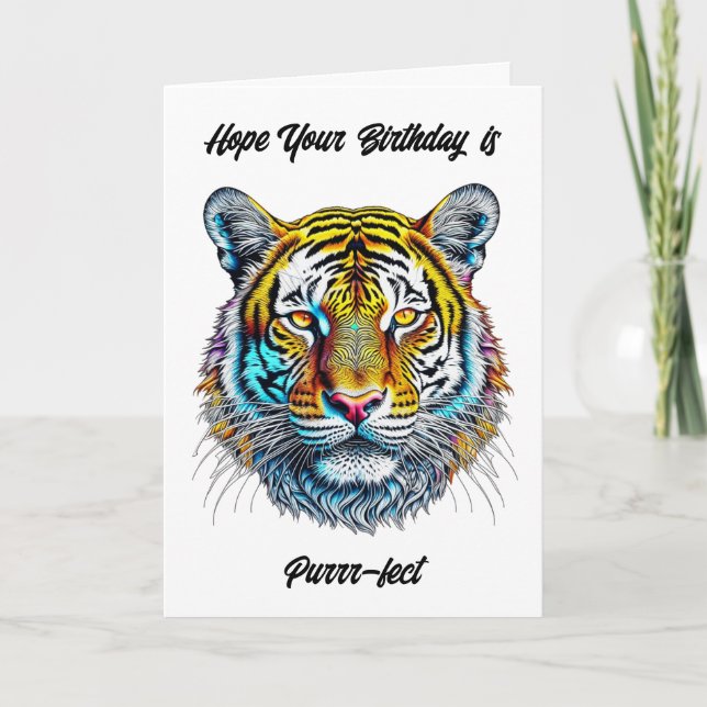Hoppas att din födelsedag är purrfekt! Tiger ThBäs Kort (Framsida)