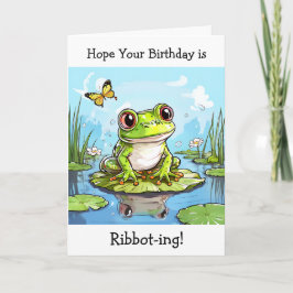 Hoppas att din födelsedag är Ribbot-ing Funny Frog Kort