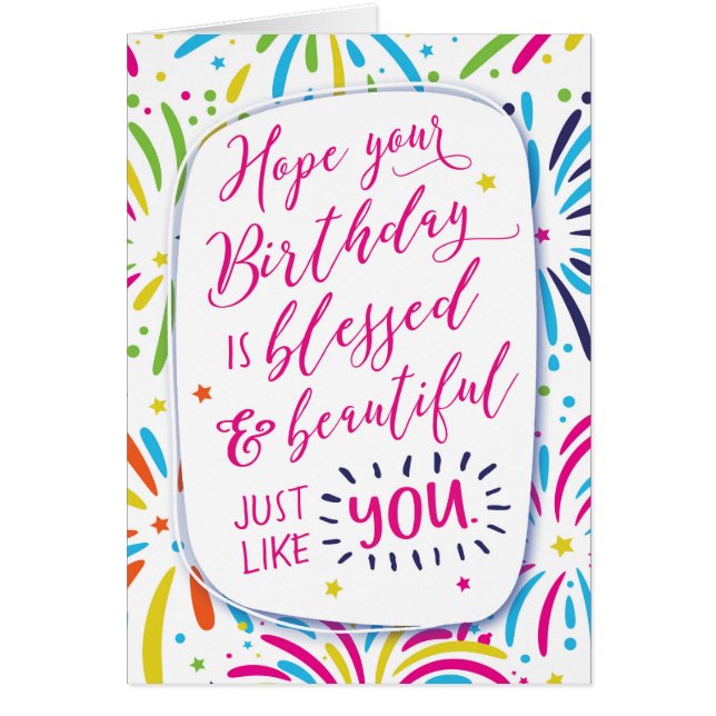 Hoppas att din födelsedag är välsignad och vacker. hälsningskort (Framsidan)