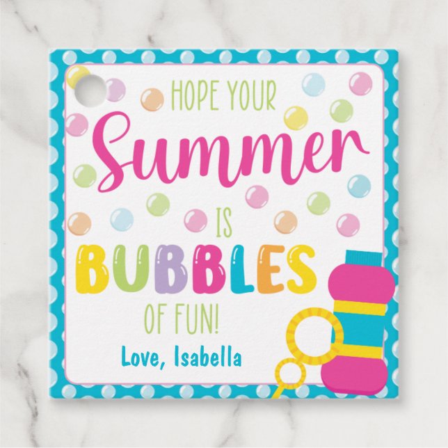 Hoppas att din sommar är Roligtens bubblor Gåvor Etiketter (Framsida)