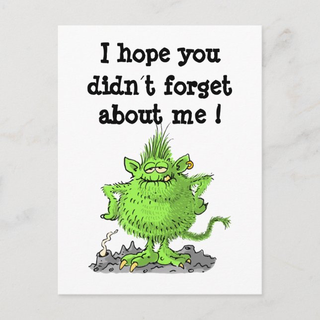 Hoppas att du inte glömde mig! vykort (Framsida)