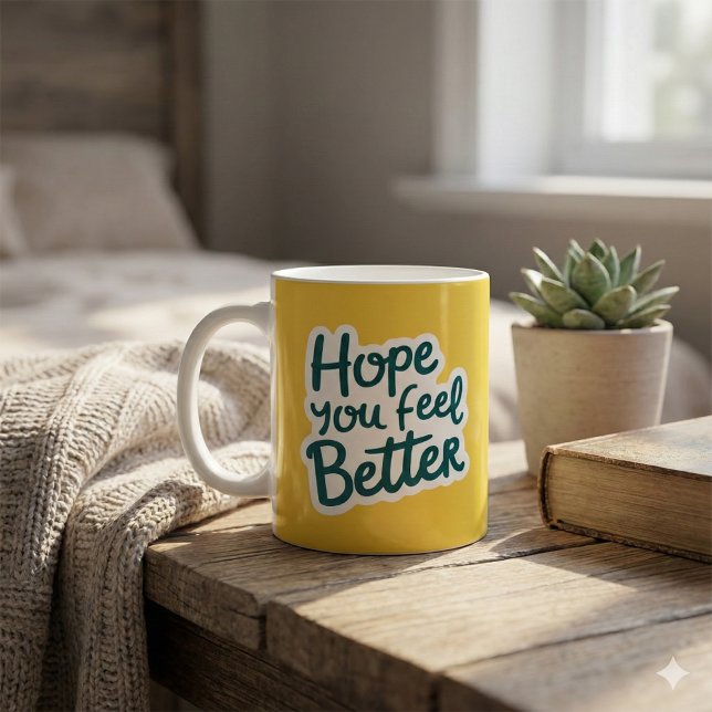 Hoppas att du känner dig bättre Mugg (Send some love with this, "Hope you feel better" mug! )