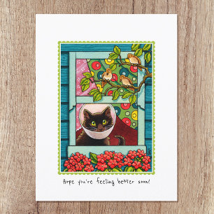"Hoppas att du mår bättre snart" Cute Cat Vykort