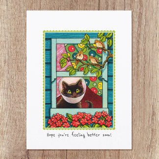 "Hoppas att du mår bättre snart" Cute Cat Vykort
