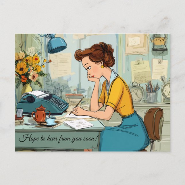 Hoppas att du snart hör av dig! vykort (Framsida)