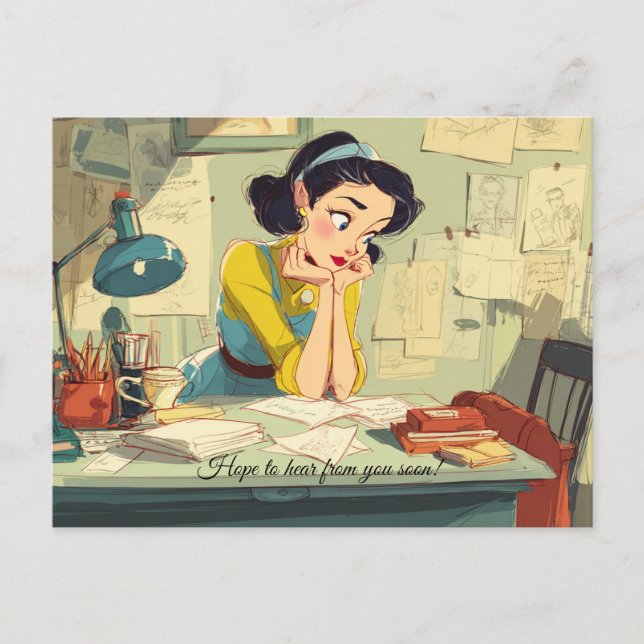 Hoppas att du snart hör av dig! vykort (Framsida)