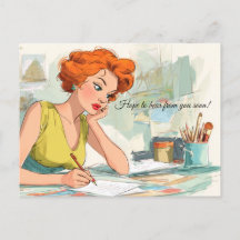 Hoppas att du snart hör av dig! vykort