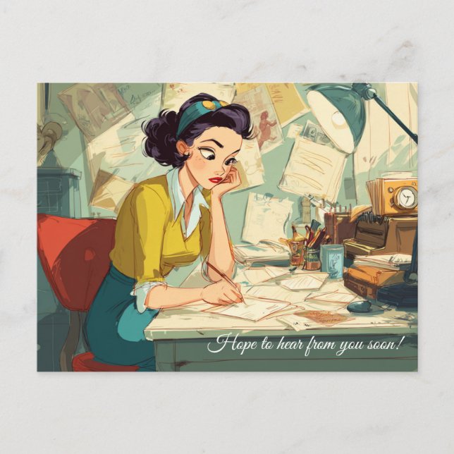 Hoppas att du snart hör av dig! vykort (Framsida)