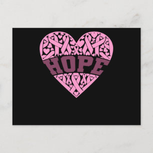 Hoppas att Rosa Heart Breast Cancer Awareness Meddelande Vykort