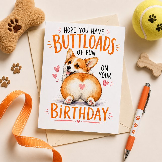 Hoppas Du Har Massor Av Kul På Din Födelsedag Julkort (Cute Corgi Birthday Card – Funny Dog Lover Birthday Card)