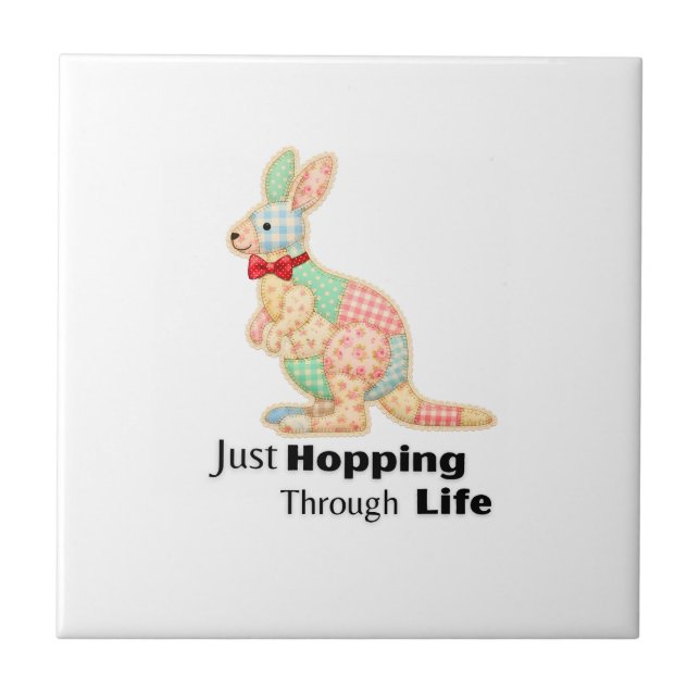 Hoppas Genom Livet Känguru Design Kakelplatta (Framsidan)