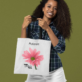 Hoppas GROWS här Personlig Rosa Flower Tygkasse