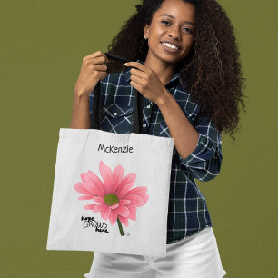 Hoppas GROWS här Personlig Rosa Flower Tygkasse