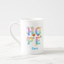 Hoppas konstnärligt positiv motiv inspirerande benporslin mugg