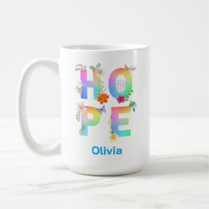 Hoppas konstnärligt positiv motiv inspirerande kaffemugg