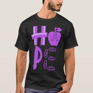 Hoppas Lila Ribbon Teacher för att öka medvetenhet T Shirt
