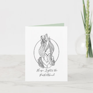 Hoppas Ljus på Väg framför hälsningskortet Tack Kort