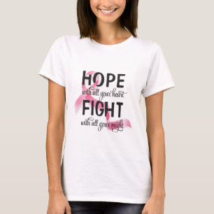 Hoppas med all hjärt- bröstcancer t shirt