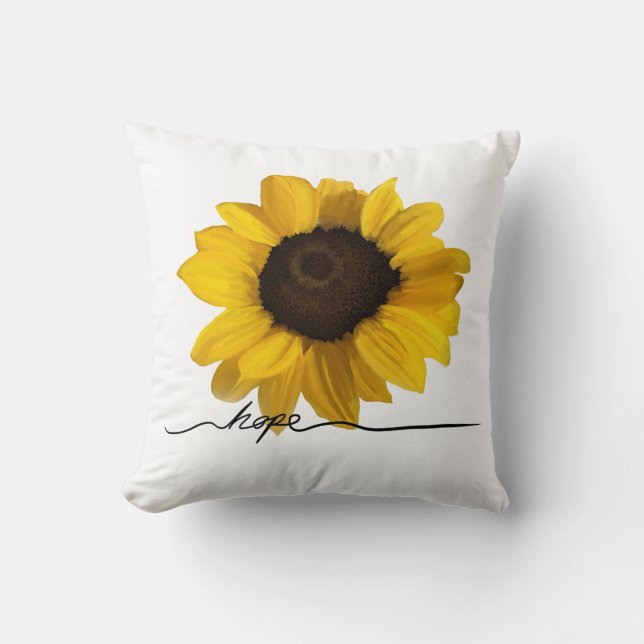 Hoppas på en realistisk solrosmålning av gult kudde (Framsida)