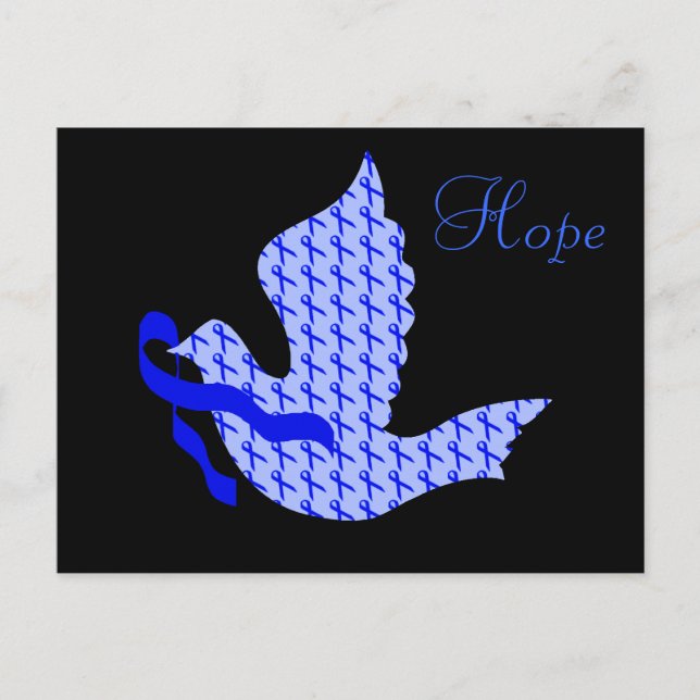 Hoppblått band - Colon Cancer Vykort (Framsida)