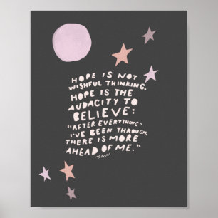 Hoppcitat - lila och rosa måne och stjärnor poster
