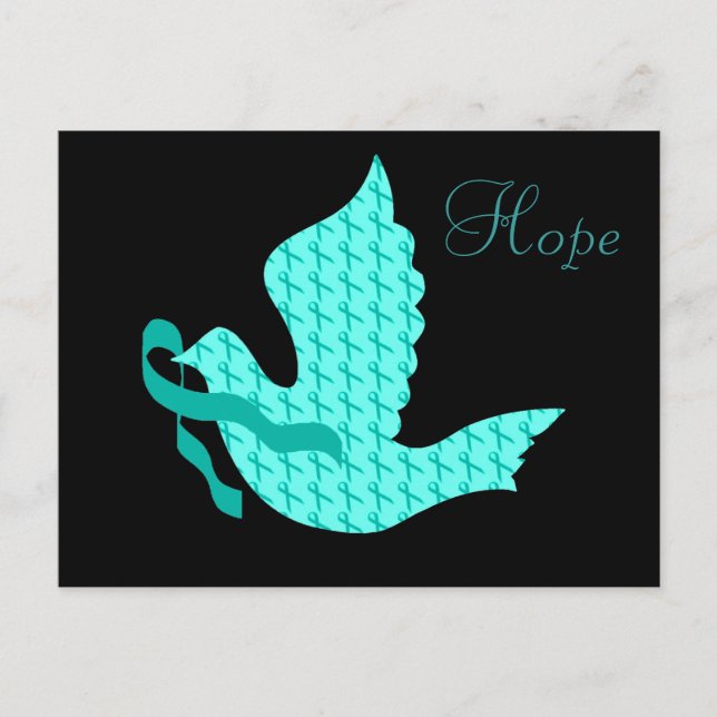 Hoppduva - Teal Ribbon (Cervical Cancer) Vykort (Framsida)