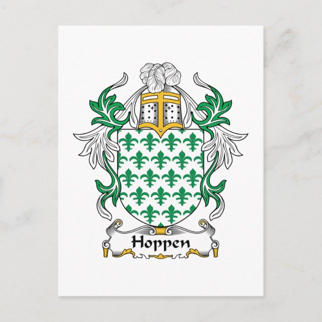 Hoppen Family Crest Vykort (Framsida)