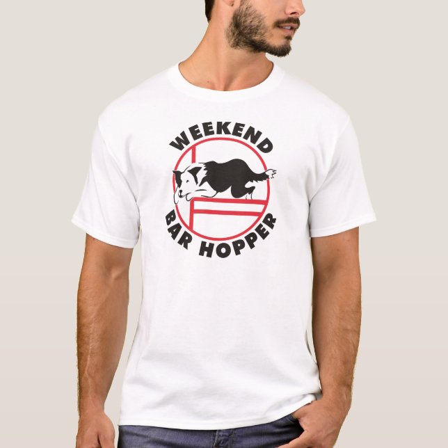 Hopper för pub för helg för gränsCollieAgility Tee Shirt (Framsida)