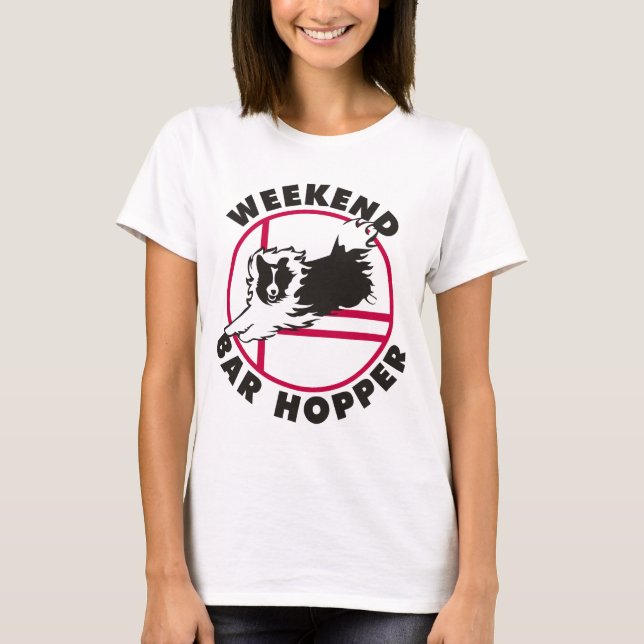 Hopper för pub för Sheltie Agilityhelg T Shirt (Framsida)