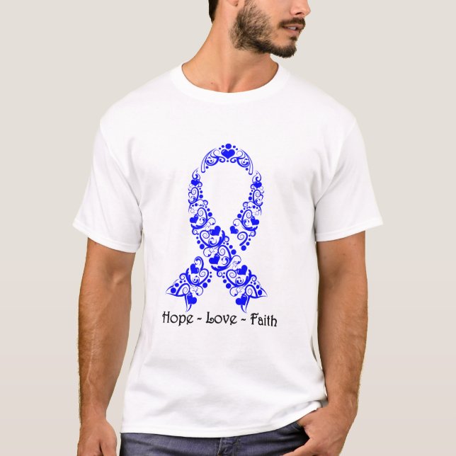 Hoppet blått medvetandeband tee (Framsida)