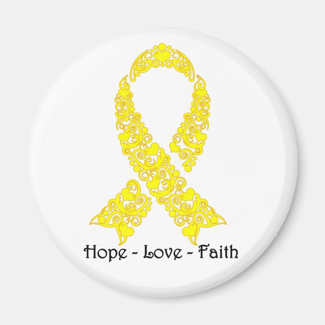 Hoppet Gult Awareness Ribbon Magnet (Framsidan)