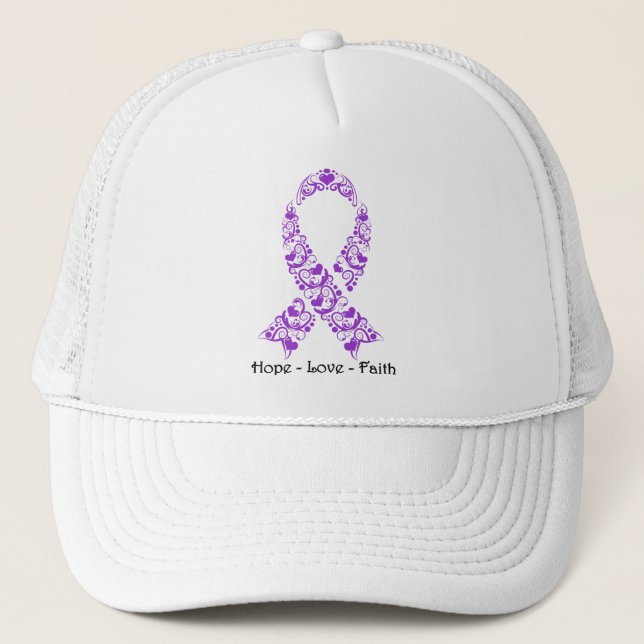 Hoppet Lila Awareness Ribbon Truckerkeps (Framsida)