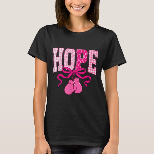 Hoppet Nk Ribbon Boxing Handskar Nk Breast Cancer  T Shirt (Framsida)