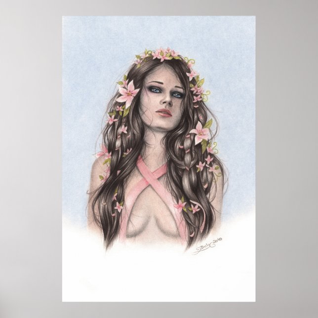 Hoppet och blommorna Poster om bröstcancer (Framsidan)