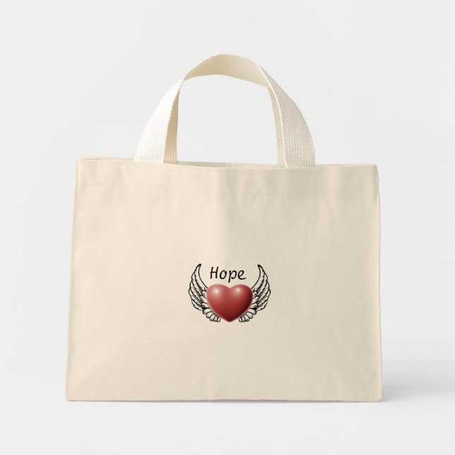 Hoppet om Angel Vingar Tote Bag Mini Tygkasse (Framsidan)