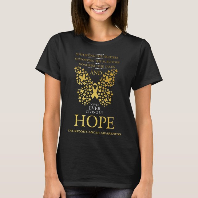 Hoppet om medvetenheten om cancer i barndomen Guld T Shirt (Framsida)