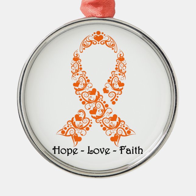 Hoppet Orange Awareness Ribbon Julgransprydnad Metall (Framsidan)