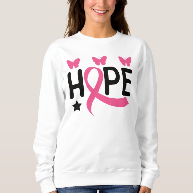 Hoppet Rosa Ribbon Fighter Survivor Breast Cancer  T Shirt (Framsida)