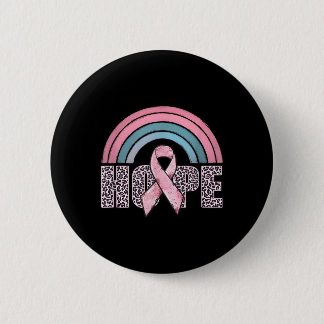 Hoppet Rosa Ribbon Leopard Breast Cancer Awareness Knapp (Framsida)