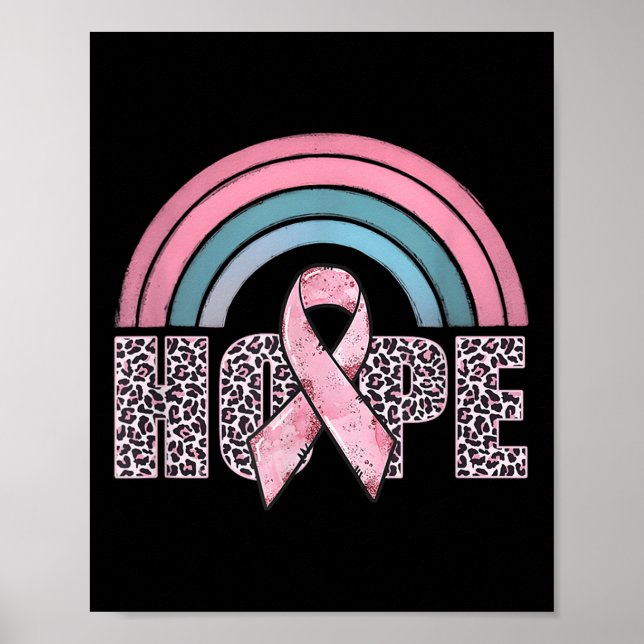 Hoppet Rosa Ribbon Leopard Breast Cancer Awareness Poster (Framsidan)