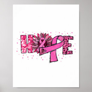 Hoppet Solros Leopard Rosa Ribbon Breast Cancer A Poster