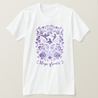 Hoppet växer - Lavender Linocut Bird Inspirational T Shirt