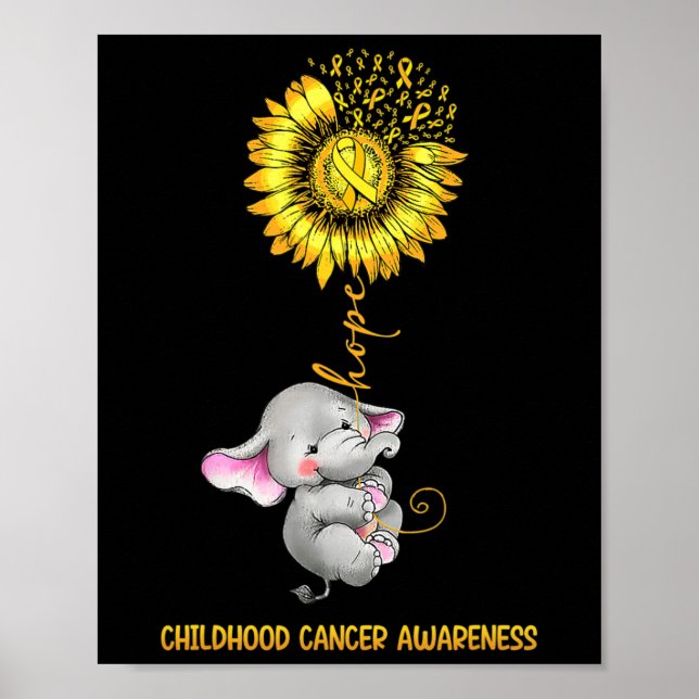 Hoppets Elefant För Medvetenhet Om Barncancer Gå Poster (Framsidan)