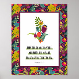 Hoppets färgstarka Abstrakt för Blommönster Poster