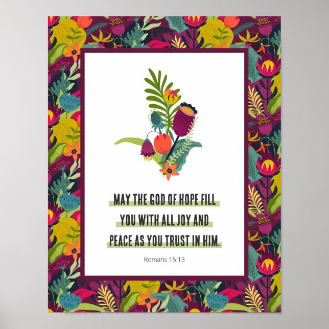 Hoppets färgstarka Abstrakt för Blommönster Poster (Framsidan)