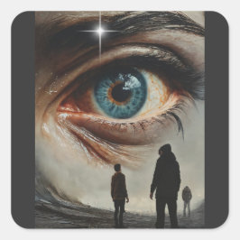 Hoppets Gaze: Den gigantiska optimismen i Kats Öga Fyrkantigt Klistermärke