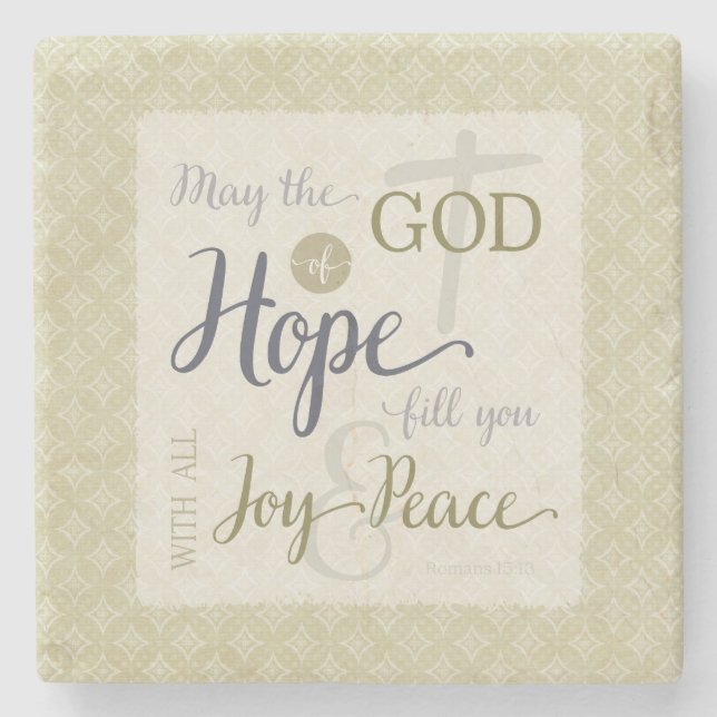 Hoppets gud fyller dig med Joy & Peace Stenunderlägg (Framsidan)