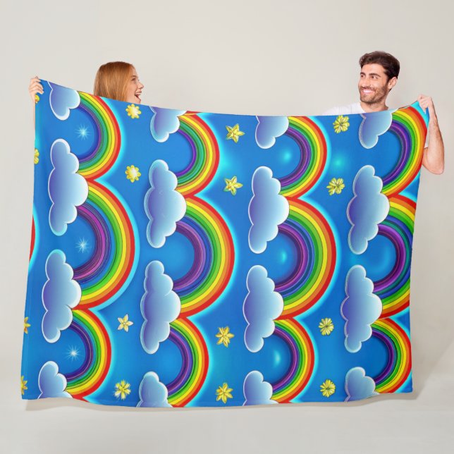 Hoppets regnbåge - Mysiga babyblanket Fleecefilt (På plats)